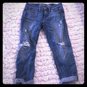 Distressed boyfriend jeans